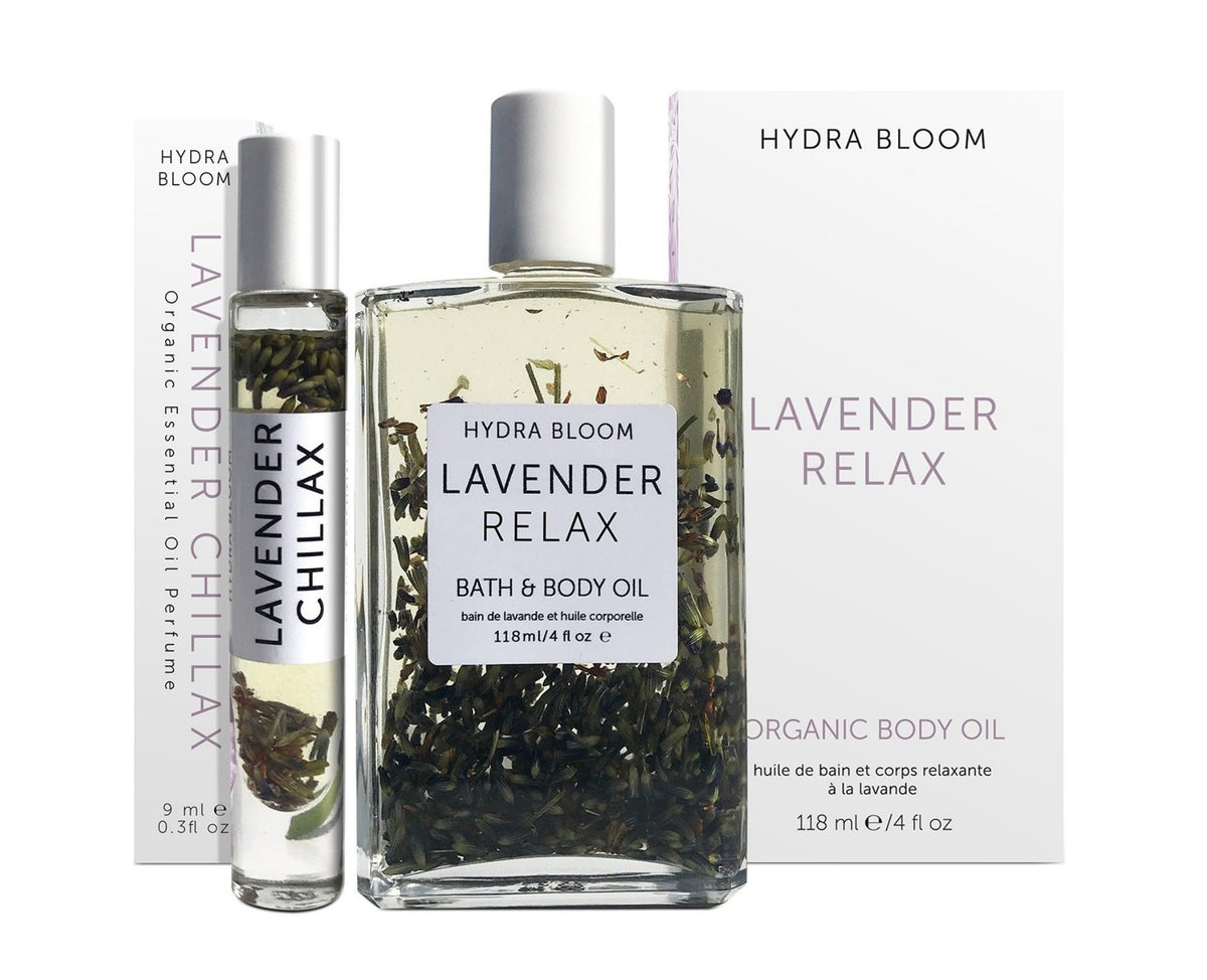 Lavender Relax Body Bath Oil & Lavender Chillax Roll-on Perfume Oil – Hydra  Bloom Beauty USA