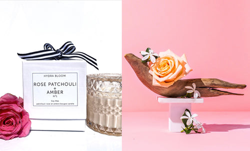 Rose Patchouli + Amber Crystal Style Candle |  Hydra Bloom