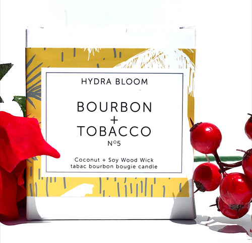Hydra Bloom Bourbon + Tobacco Cotton Wick Candle | Hydra Bloom