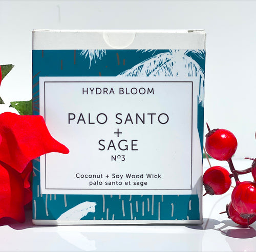 Hydra Bloom Palo Santo + Sage Cotton Wick Candle |  Hydra Bloom