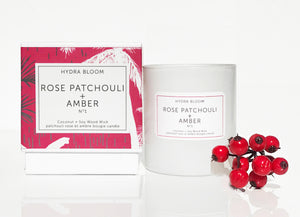 Hydra Bloom Rose Patchouli + Amber Cotton Wick Candle |  Hydra Bloom
